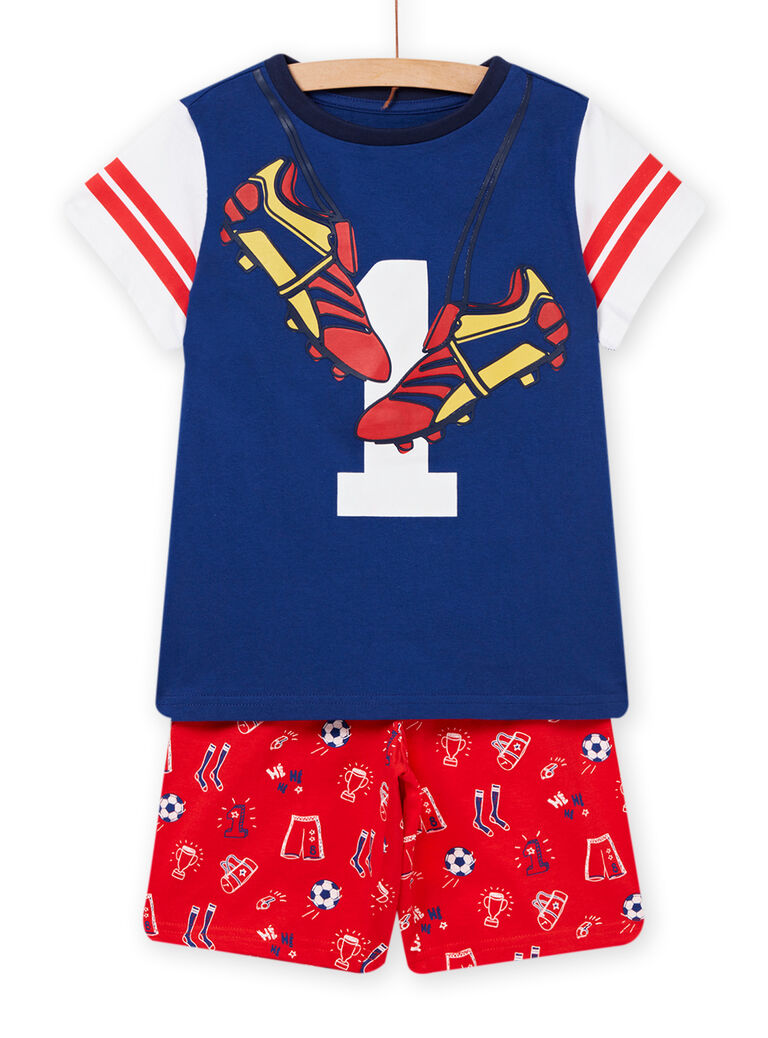 Ensemble de pyjama T-shirt et short à imprimé football bleu électrique enfant garçon