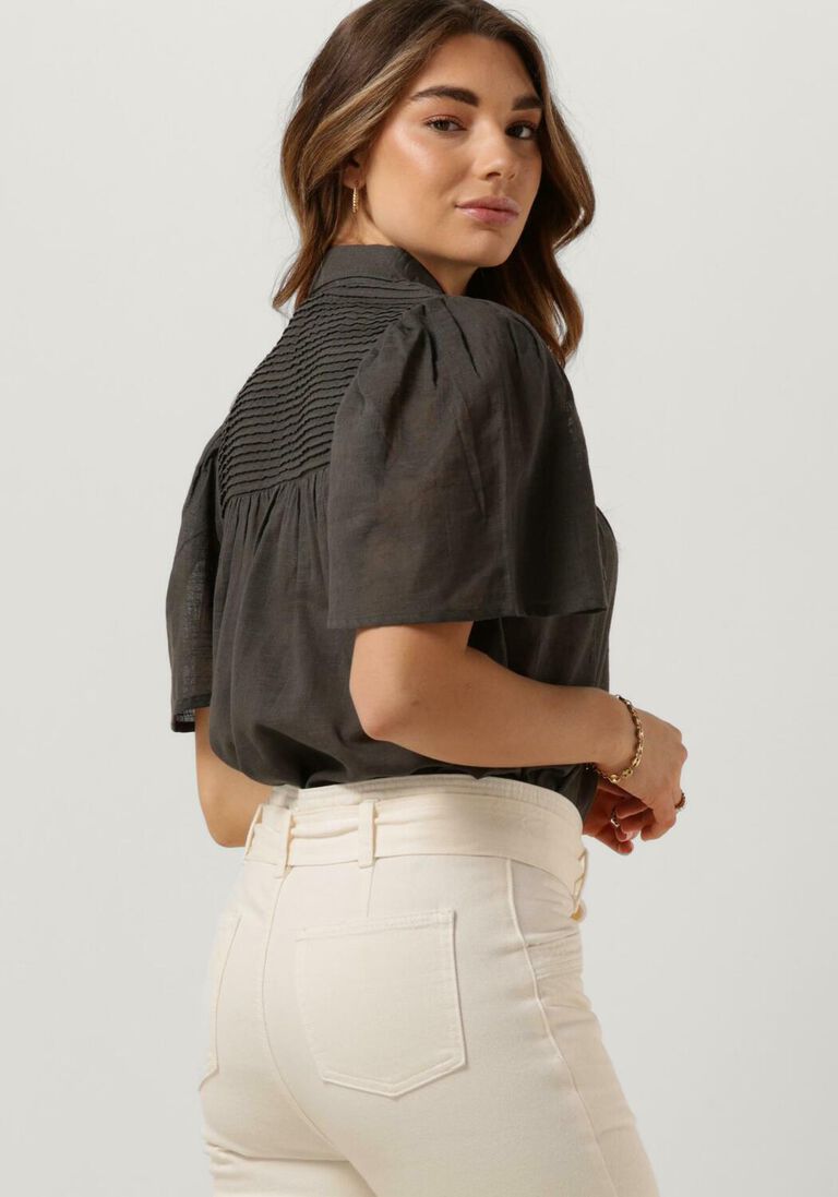 RUBY TUESDAY donkergrijze ruby tuesday blouse imee collar pintuck blouse