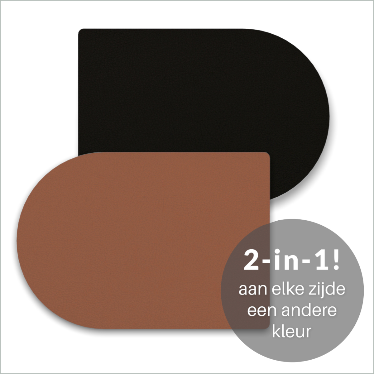 HOYA living Placemat dubbelzijdig kunstleer Placemat set van 6  -Cognac/Zwart - kleur - kunstleer - HOYA living #2