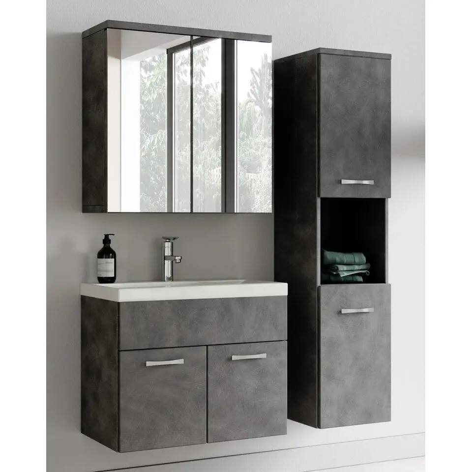 Badplaats Badkamermeubel Set Montreal 60 cm - Donker Grijs - Badmeubel met