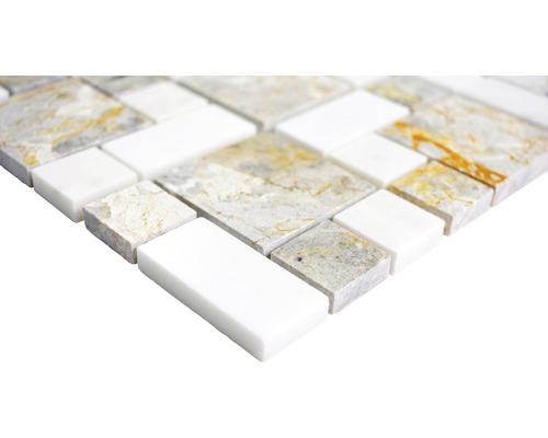 Natuursteenmozaïek XNM MC719 30,5x30,5 cm Grijs/Wit