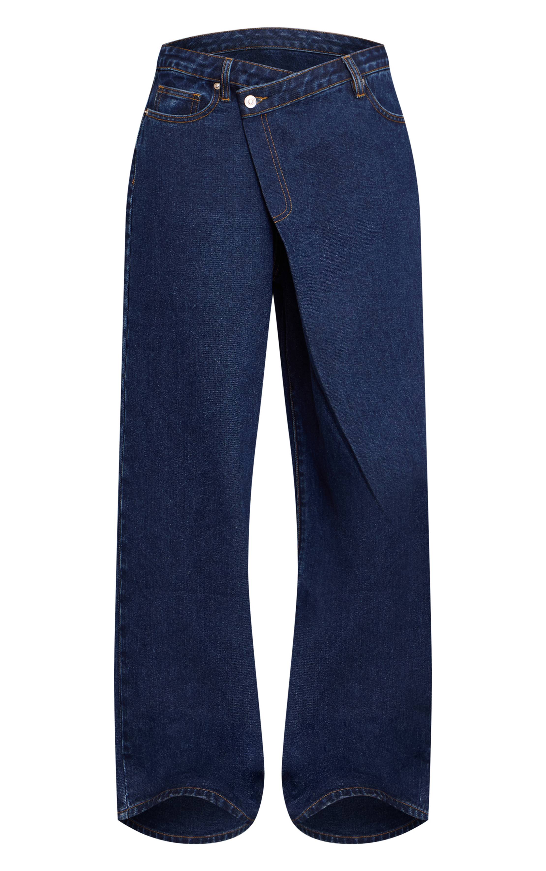 Bleu Indigo Jean Large Slouchy Asymétrique Extrême Chocolat