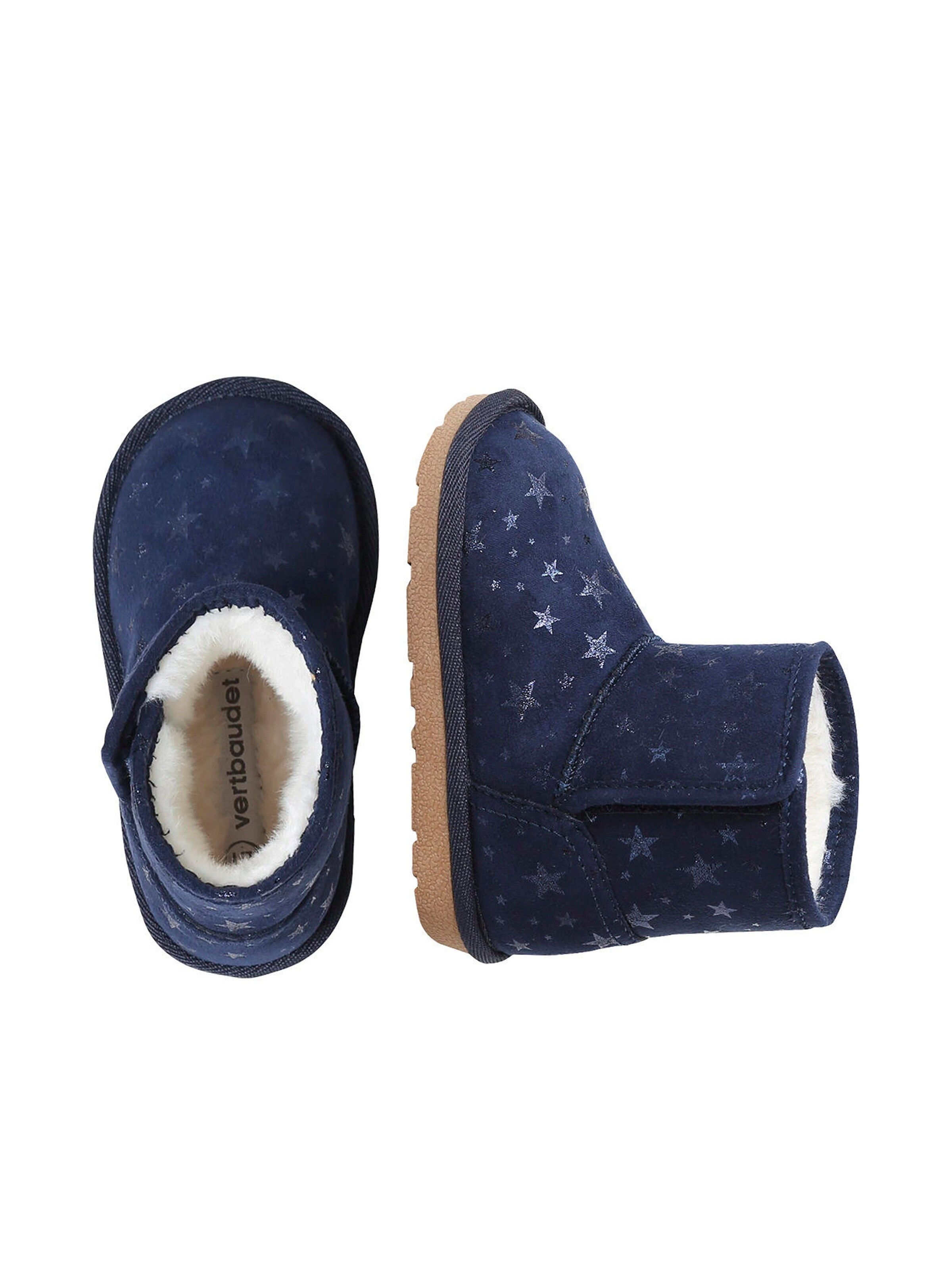 Vertbaudet Gefütterte Mädchen Baby Winterstiefel marine sterne glanzeffekt