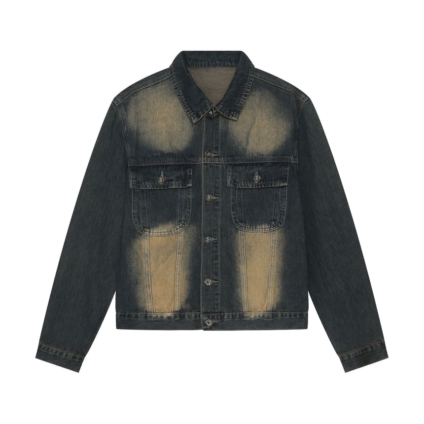 pinkdropper - Gewassen denim jasje met kraag en knopen