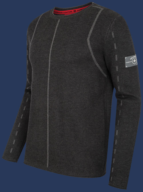 Herren Pullover 007 KoNitC, Anthracite/Ashgrey
