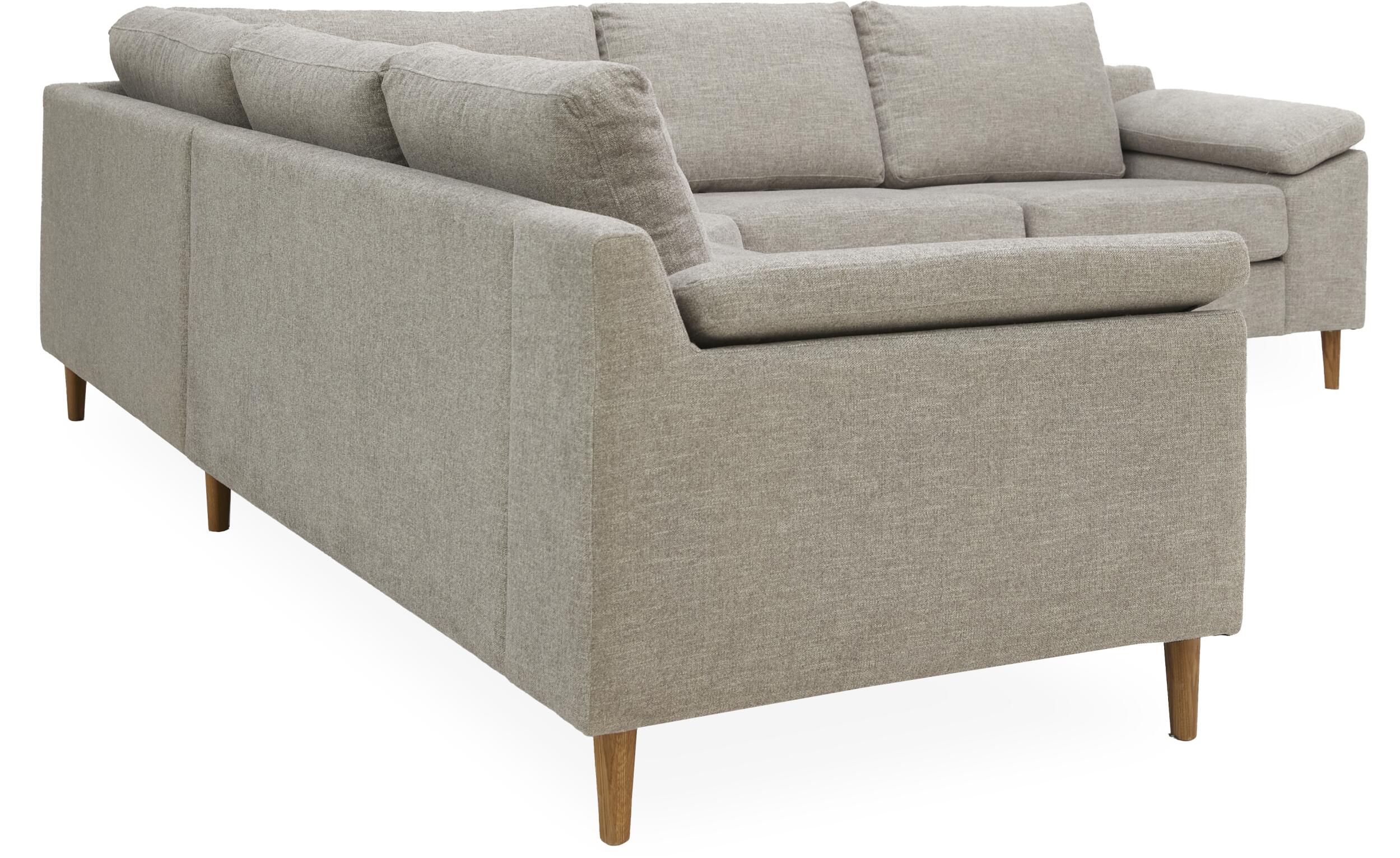 FLEX Hjørnesofa med 1 hjørnemodul, 2 endemoduler grå   ben træ
