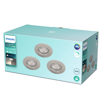 Philips badkamer LED inbouwset Dive 3x5W nikkel