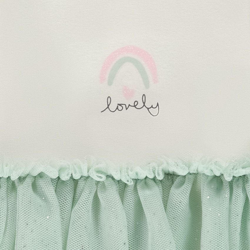Robe body manches longues effet 2 en 1 bi-matière pour bébé fille - Ecru