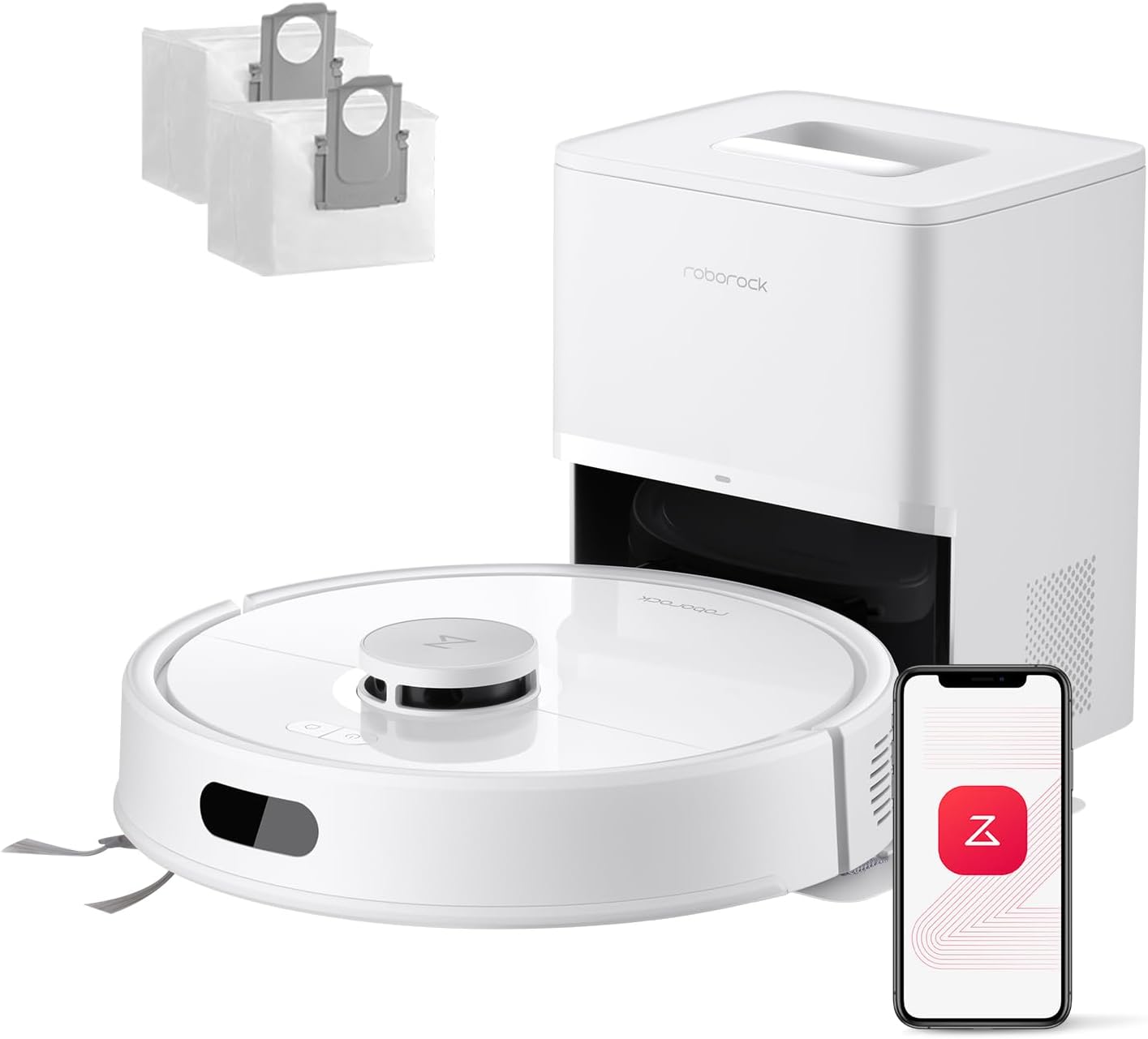 roborock Q7 L5+ Set Saugroboter mit Wischfunktion Absaugstation, verbessert von Q5 Pro+, Dual Anti-Tangle System, 8000Pa Saugkraft, LiDAR-Navigation, Staubsauger Roboter für Teppiche & Tierhaar, Weiß