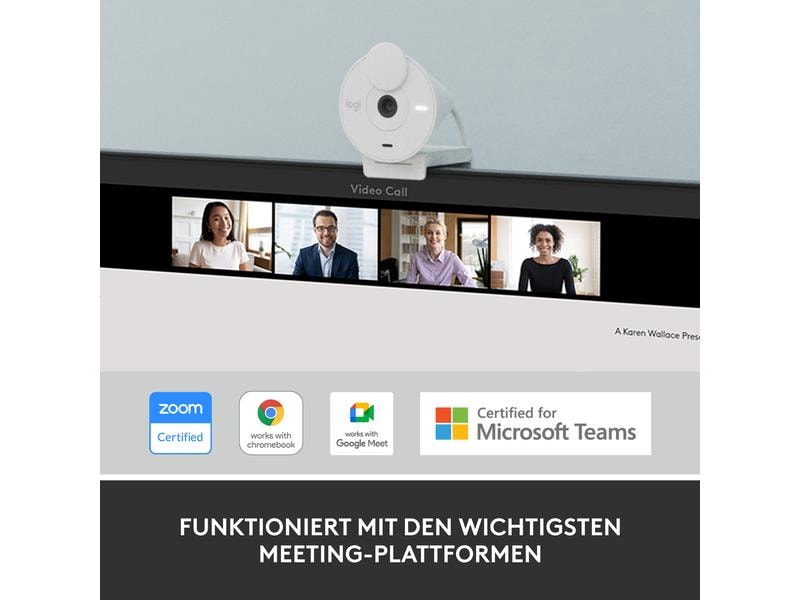 Logitech Webcam Brio 300 White Full HD-Webcam mit integrierter Abdeckblende