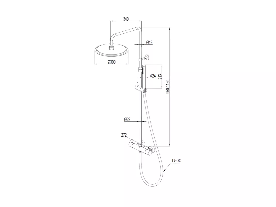 Delice II colonne de douche thermostatique or brossé avec corps froid - Essebagno