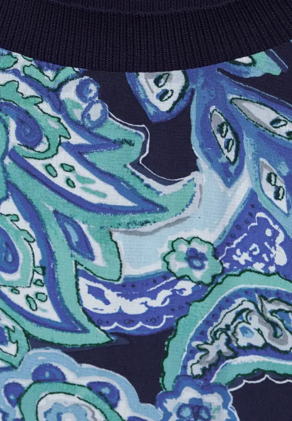Materialmix T-Shirt - intense aqua