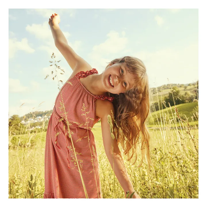 Minimalisma Robe Rayée en Soie Hope | Rose