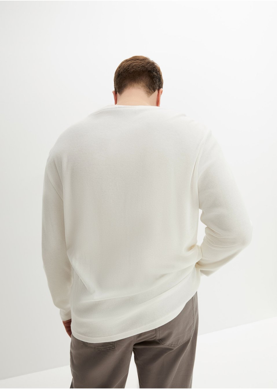 T-shirt manches longues en coton piqué gaufré