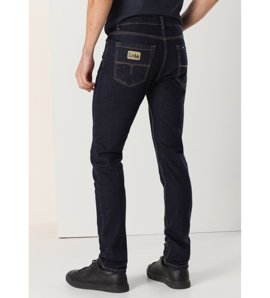 Calça jeans Lois Slim de cintura média, azul marinho.