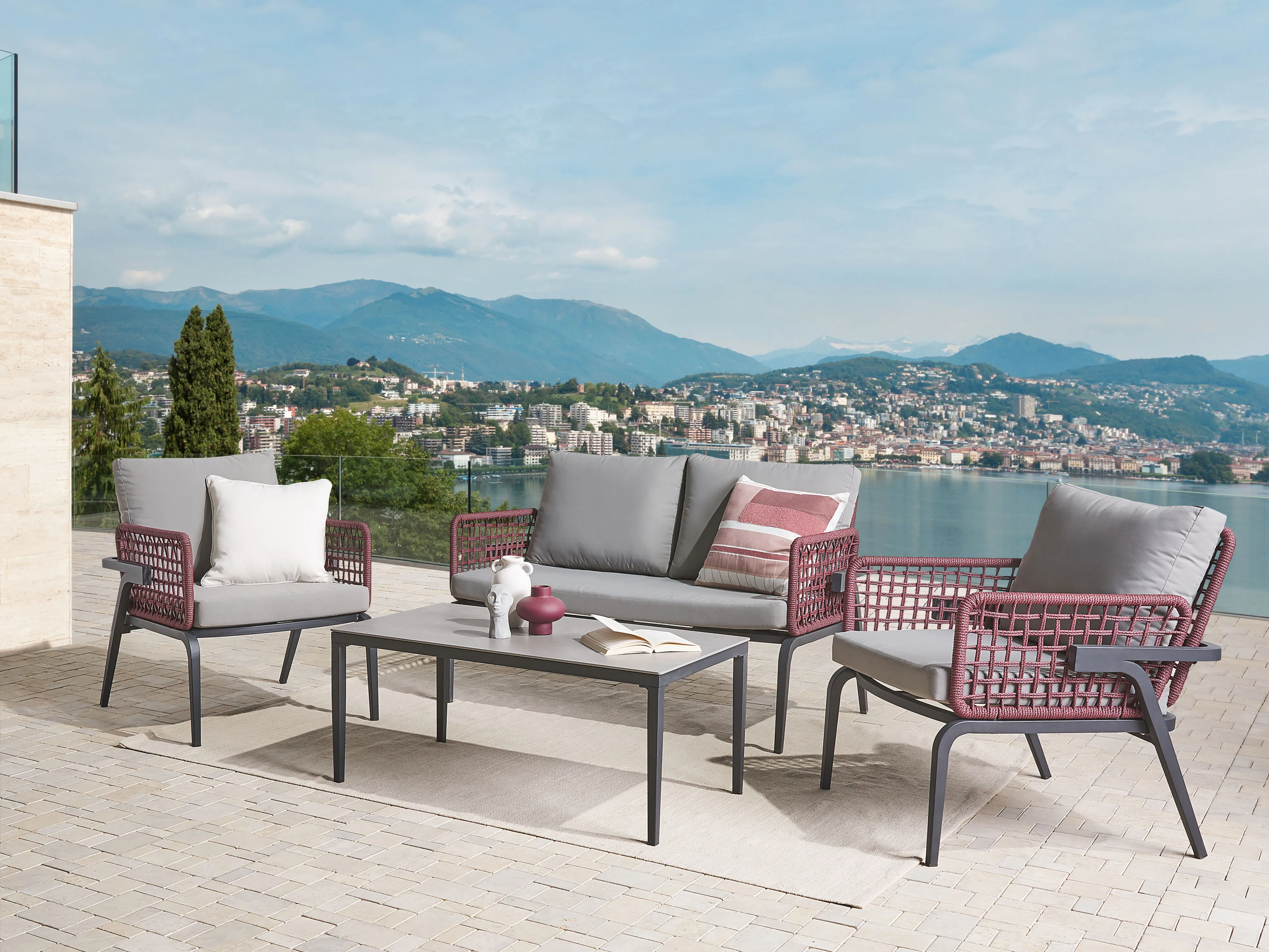 Loungeset met tafel 4-zits SCIACCA Metaal Grijs