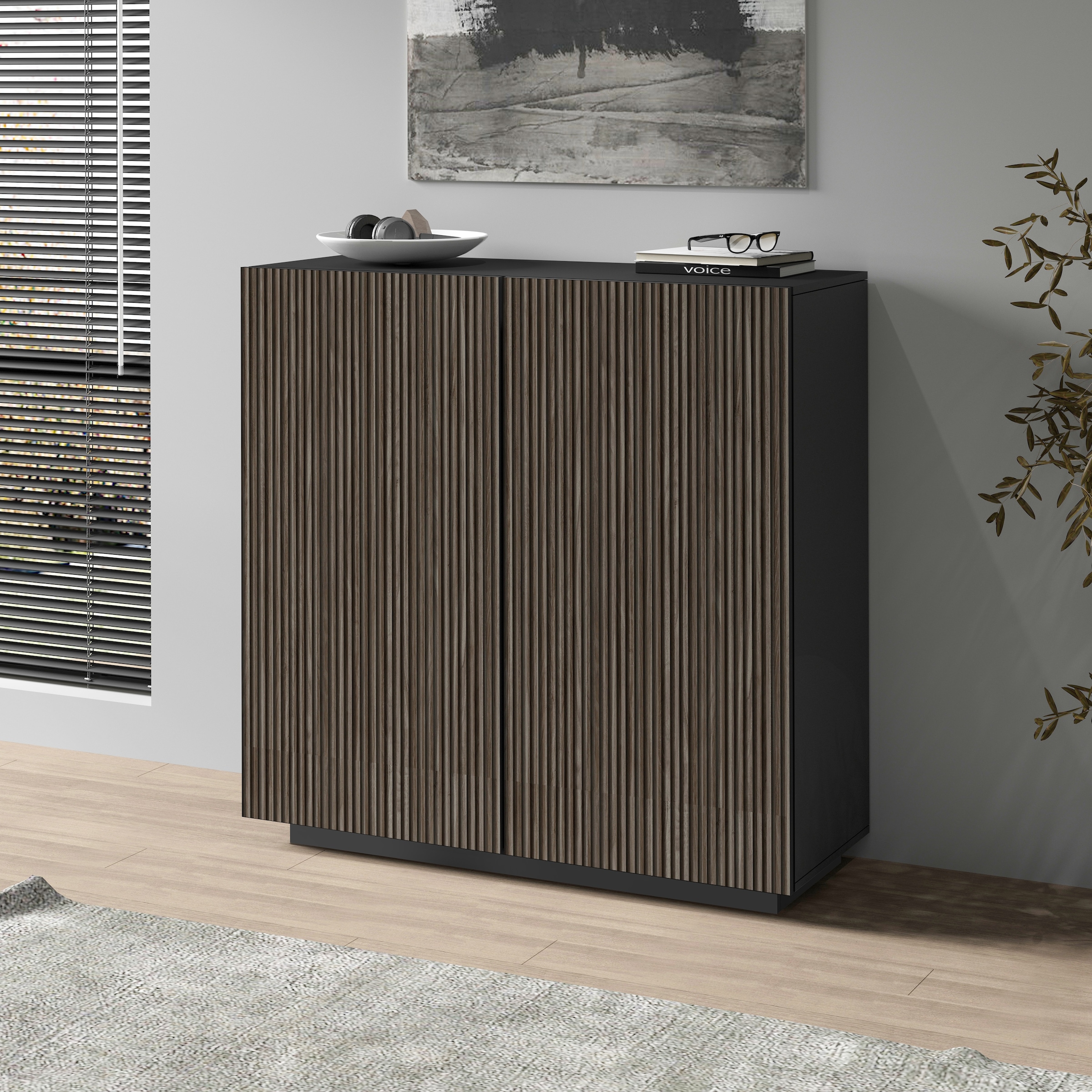 INOSIGN Highboard »Vega,Highboard,Kommode,120 cm« mit 2 Türen,Fronten mit  Rillen-Optik