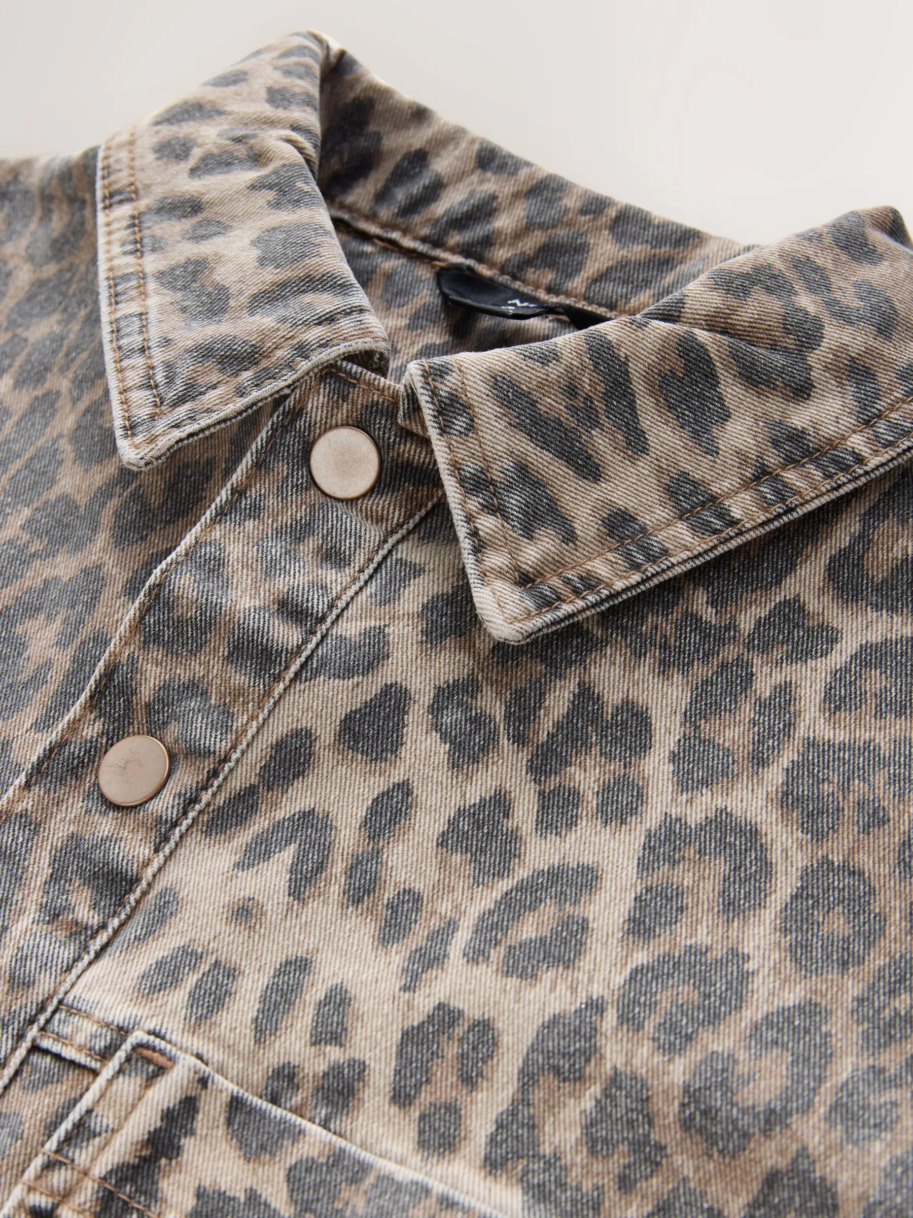 Luipaardprint - Mini Long Sleeve Utility Denim Dress