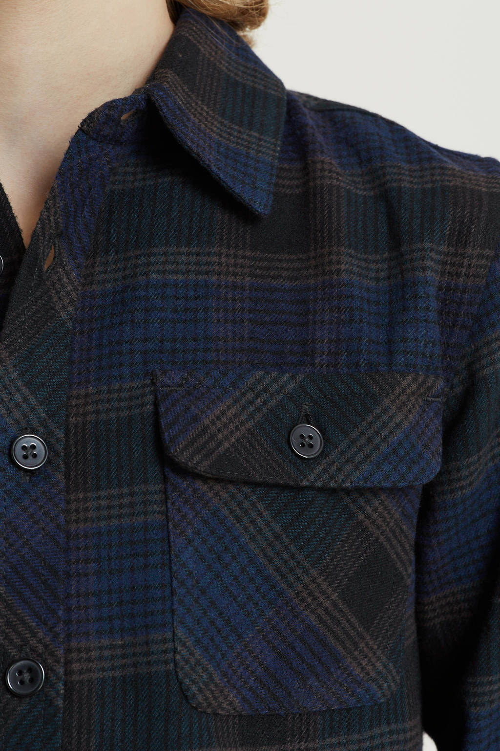 anytime geruite overhemd donkerblauw/zwart