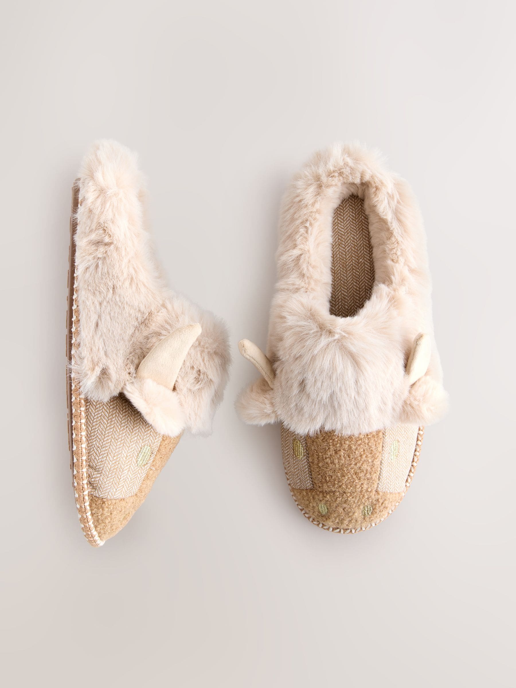 Neutral Hamish Cow 3D - Pantoffels met imitatiebont