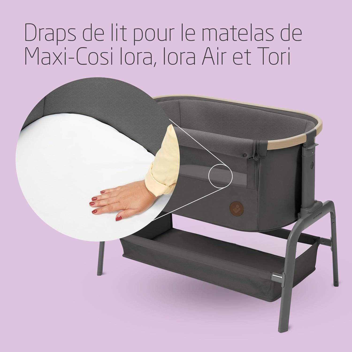 Maxi-Cosi Iora Berceau Cododo, Lit Cododo Bebe Pliable, 0-6 Mois, 9 kg Max, 4 Inclinaisons et 5 Hauteurs, Système Coulissant, Matelas Confort, Grand Panier, Facile à Transporter, Essential Graphite