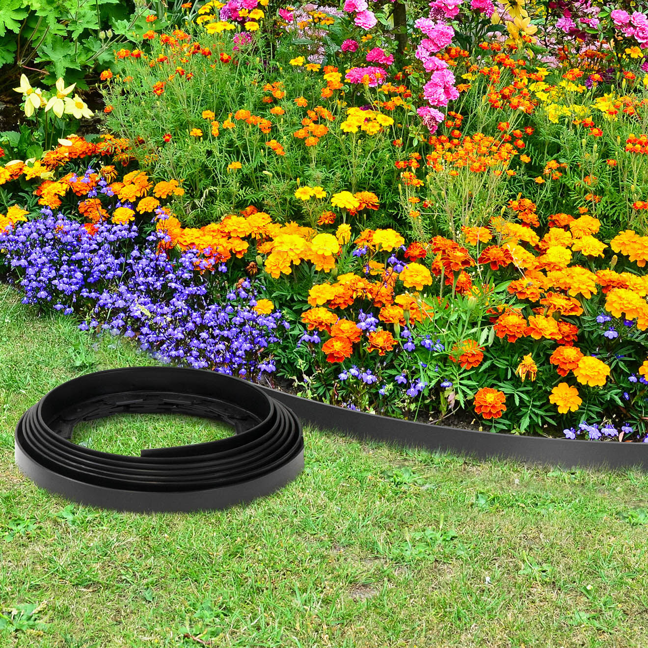 Pratik Garden Bordurette plastique  avec piquets noire - 10 m
