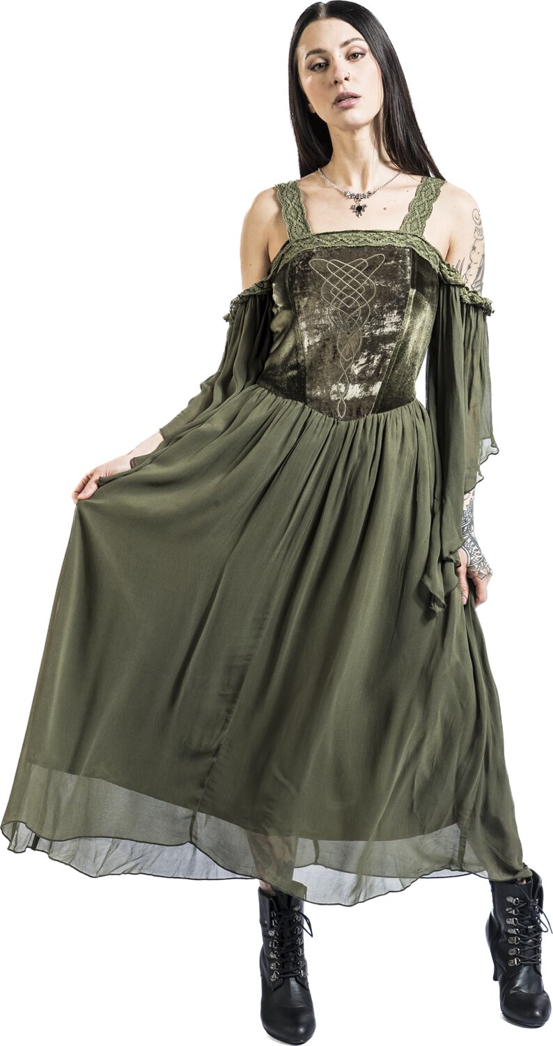 Celtic Dress With Velvet Details | Gothicana by EMP Robe longue