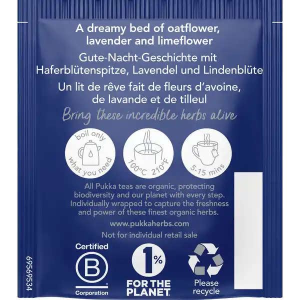 Bio-Kräutertee Night Time, mit Haferblütenspitze, Lavendel und Lindenblüte