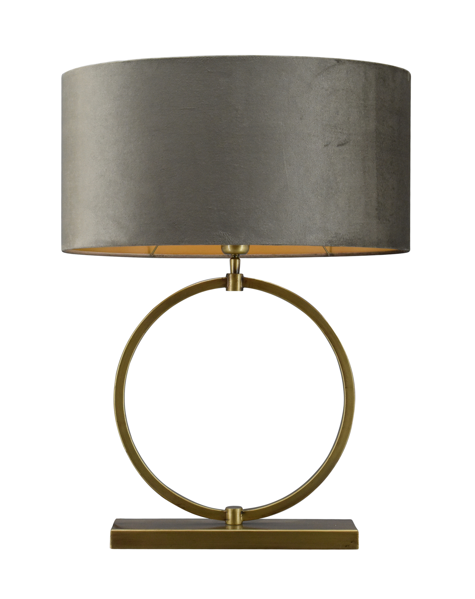 Tafellamp Devon medium bronze + kap Ovaal 45x30x25cm Fendi velours earth ( gouden binnenkant )