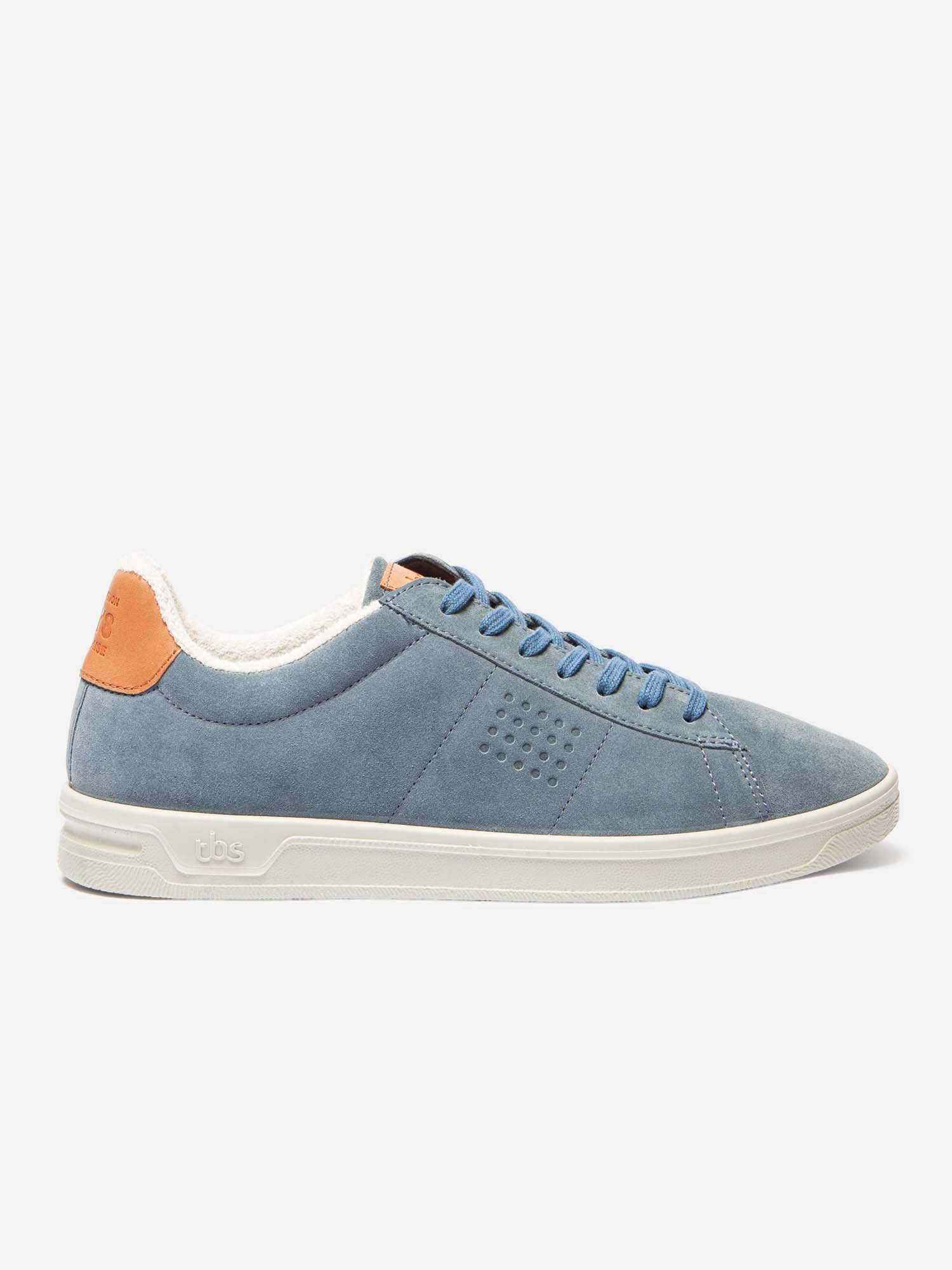Baskets Homme Fabriquées En France Cuir Velours Bleu Clair