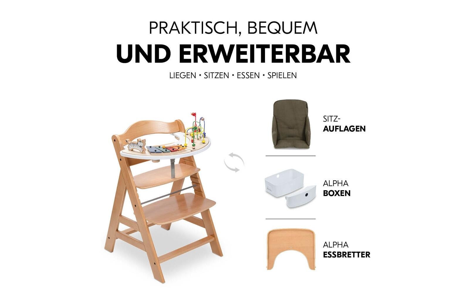 Hauck Hochstuhl »Alpha Newborn Set Pre Nature Grey« ()