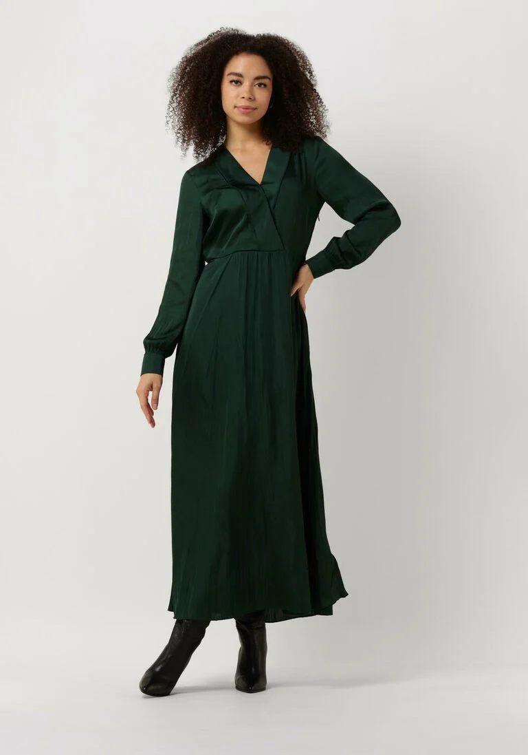 SCOTCH & SODA groene scotch & soda maxi jurk long sleeved pleated maxi dress