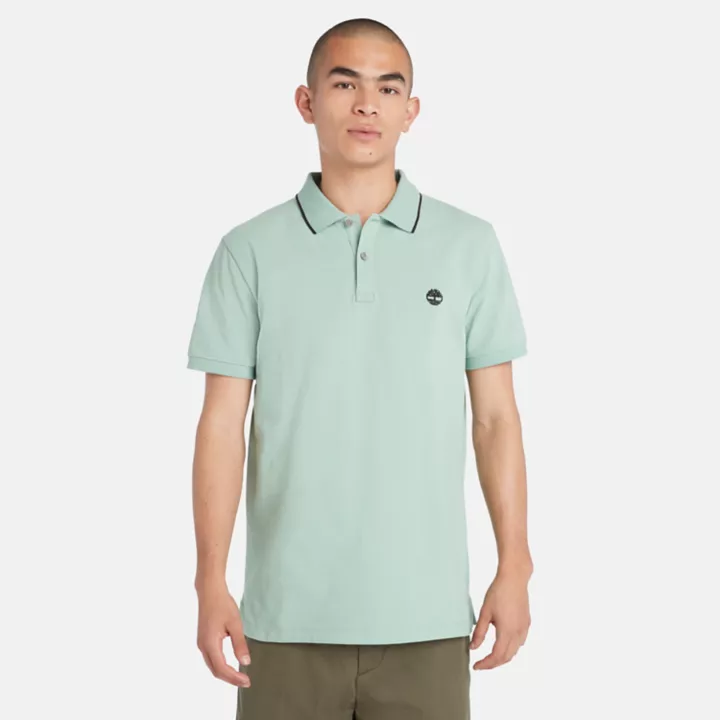 Polo à col imprimé Millers River pour homme en vert clair