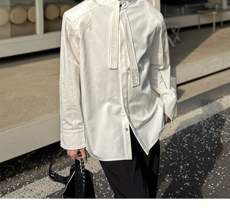 Omozando - Oversized overhemd met lange mouwen en opstaande kraag