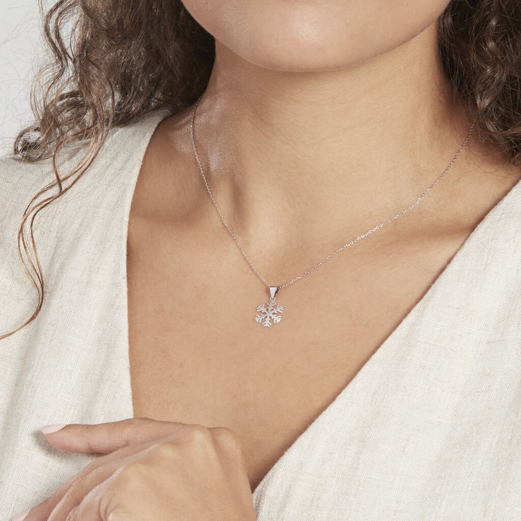 Pendentif Herbertine Flocon Or Blanc