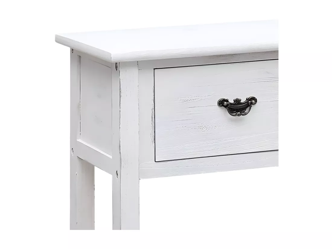 Console blanche antique 108x30x76 Bois de Paulownia massif