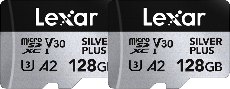 Lexar - microSDXC Professional SILVER Plus UHS-I/U3/A2/4K R205/W150 (V30) - 128GB - 2-pack