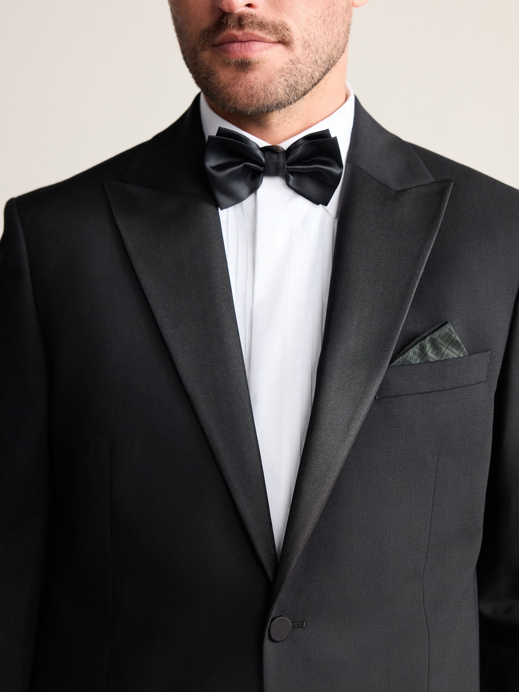 Zwart - Regular Fit Signature Nova Fides 100% Italian Wool Tuxedo Suit Jacket