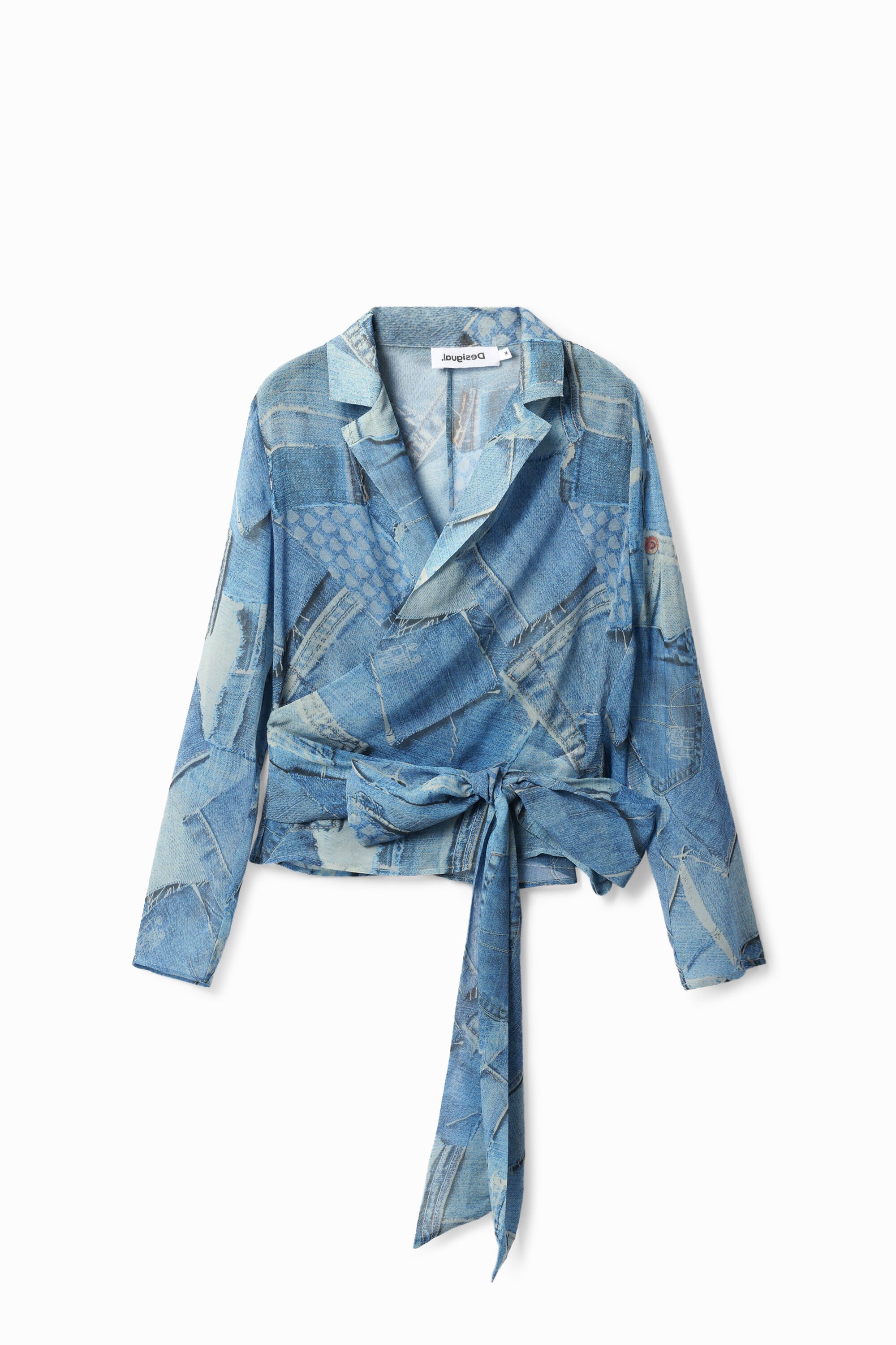 Blouse croisée patchwork denim