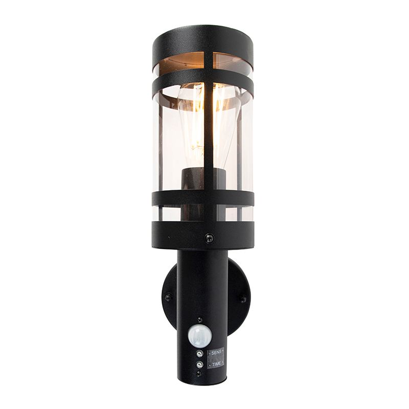 Buitenwandlamp zwart met bewegingssensor IP44 - Gleam