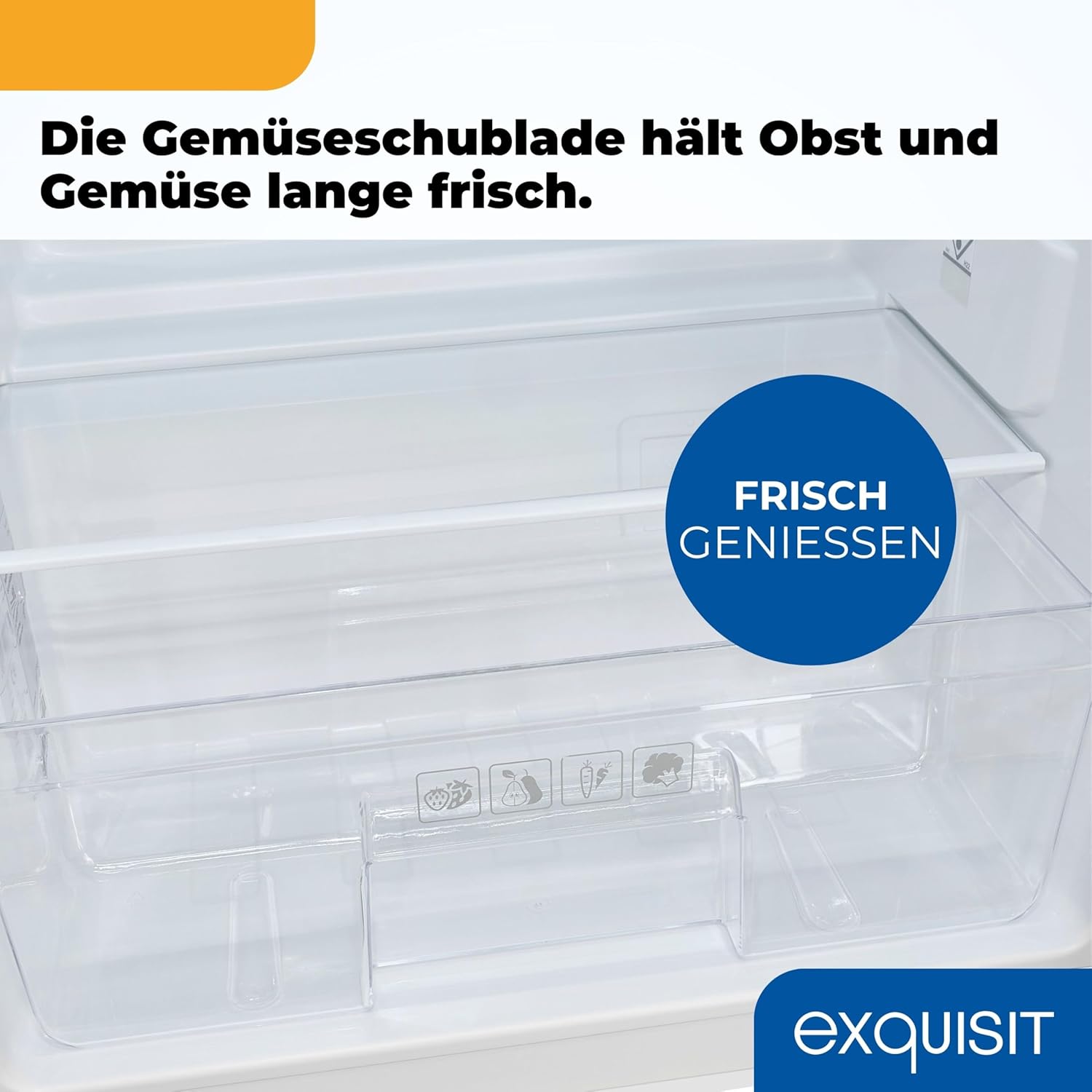 Exquisit Einbau Vollraumkühlschrank | 129 l Nutzinhalt, Energieklasse E, 39 dB(A) | Schlepptürtechnik, LED-Beleuchtung, Glasablagen, Gemüsefach, manuelle Temperaturregelung | EKS5131-V-040E