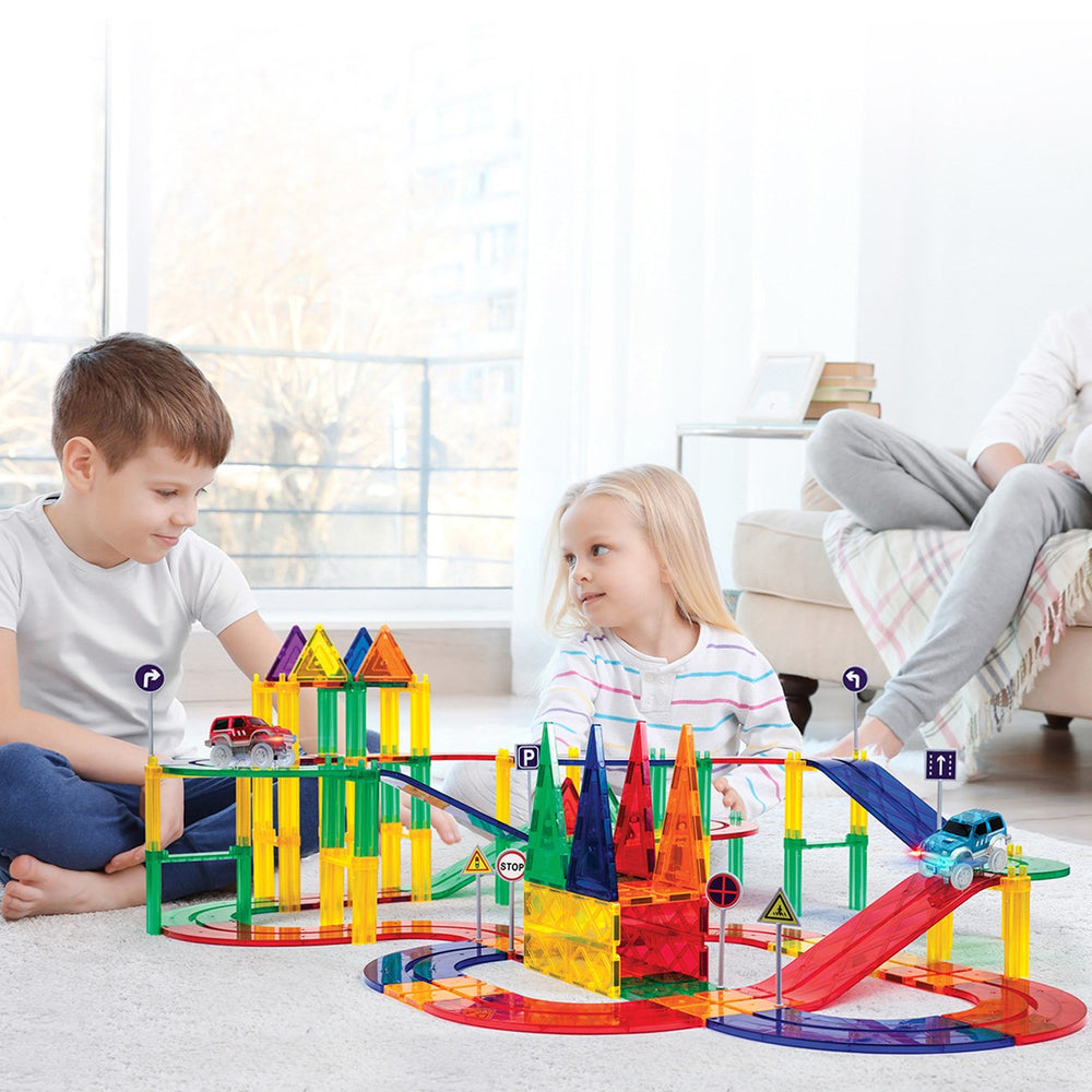 Køb Picasso Tiles 50pc Magnetic Race Track Building Blocks