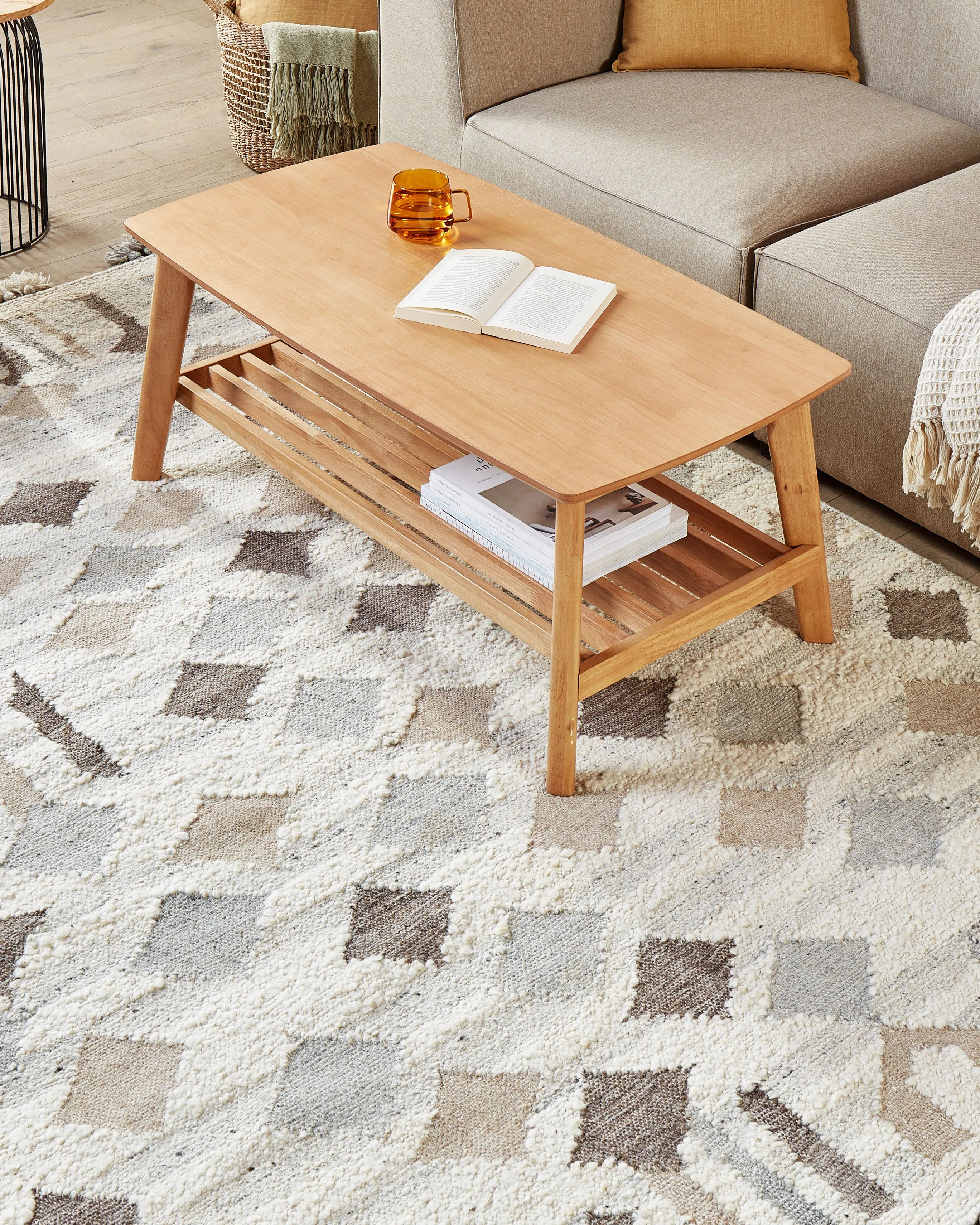 Vloerkleed KAGHTSRASHEN Beige 160 x 230 cm Wol Kelim