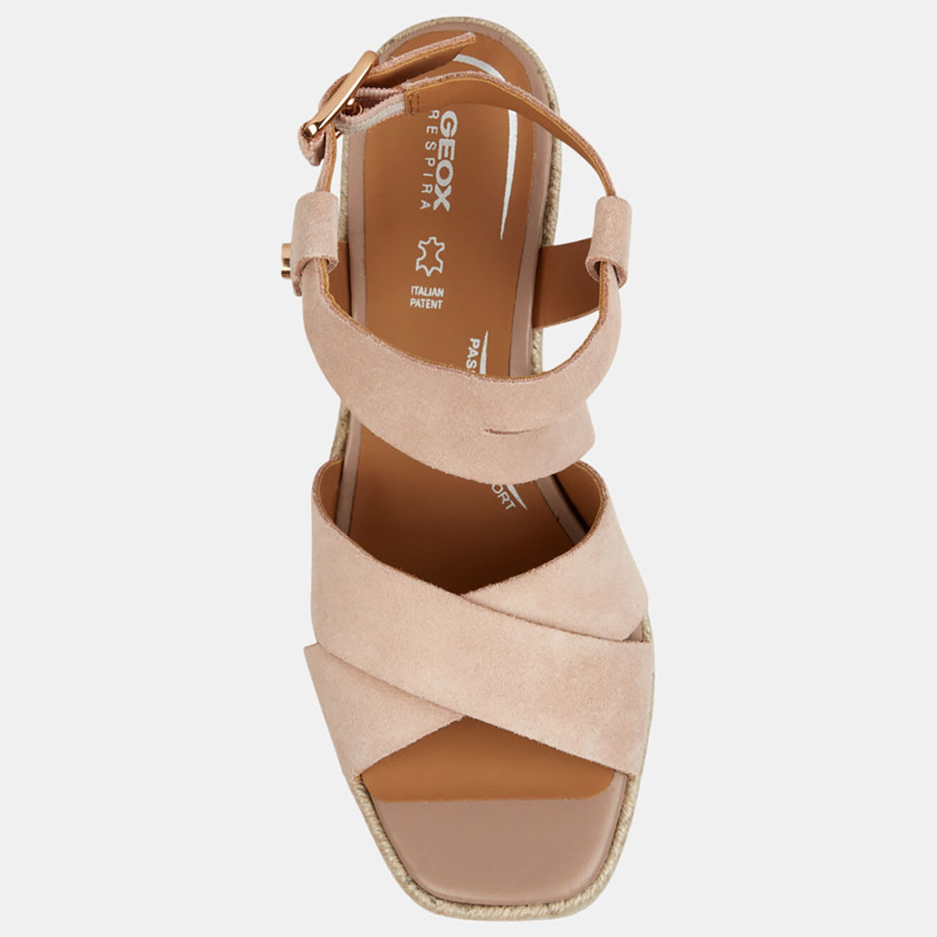 Geox Sandales en Velours de Cuir compensées Panarea roses - Talon 7.5 cm