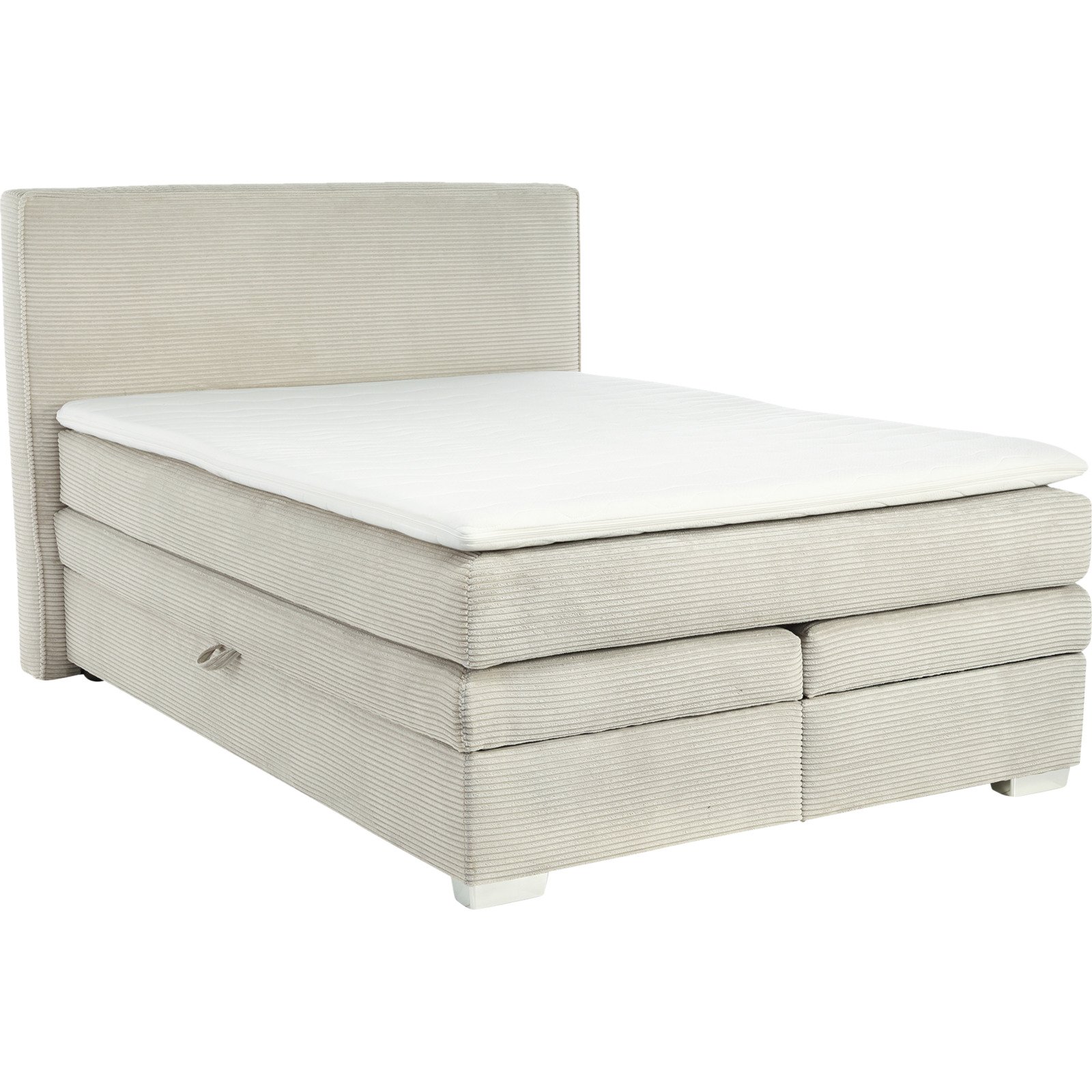 Boxspringbett Arabella Stoff Cord 140 x 200 cm, mit Bettkasten greige
