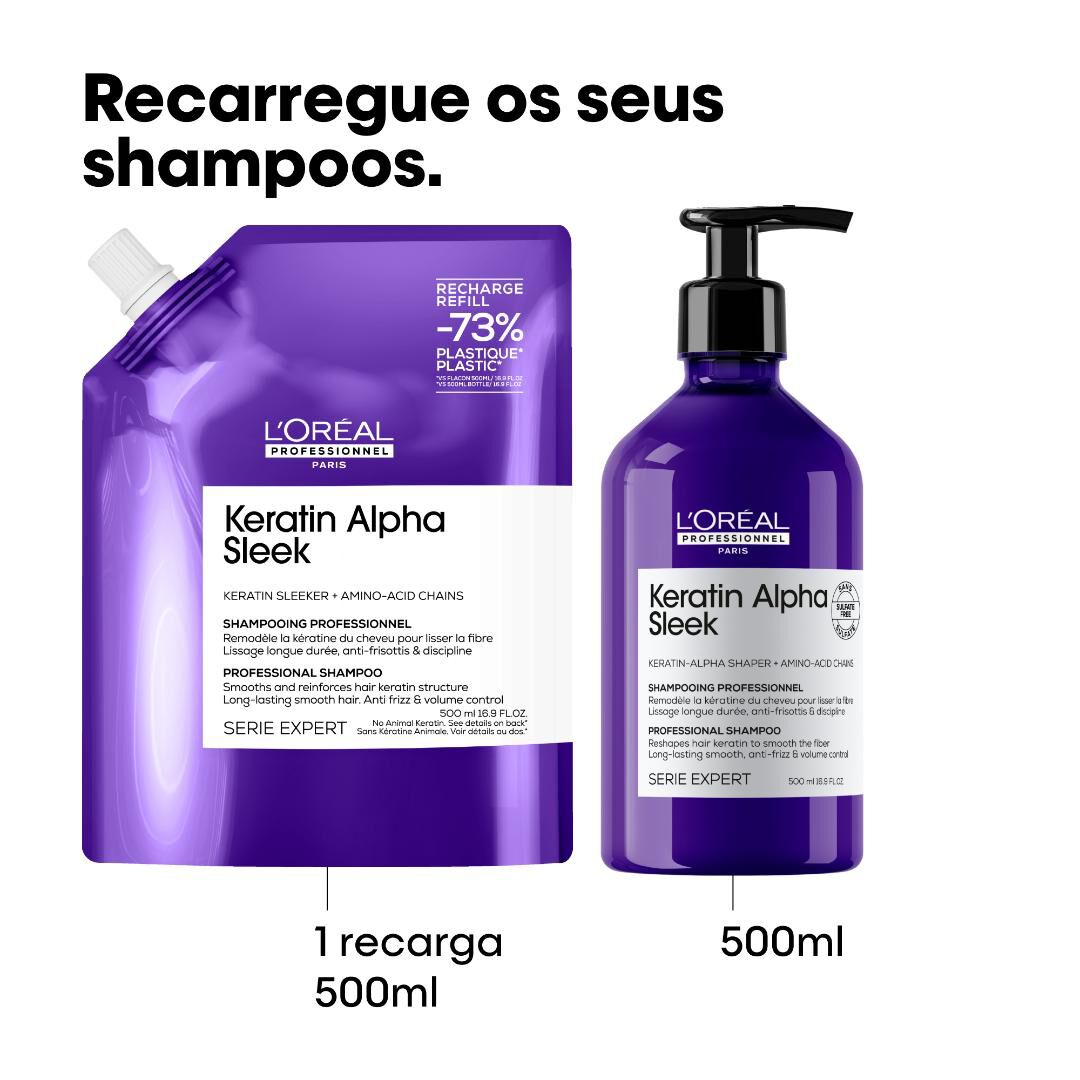 SERIE EXPERT Keratin Alpha Smooth Shampoo - Recarga - 500ml