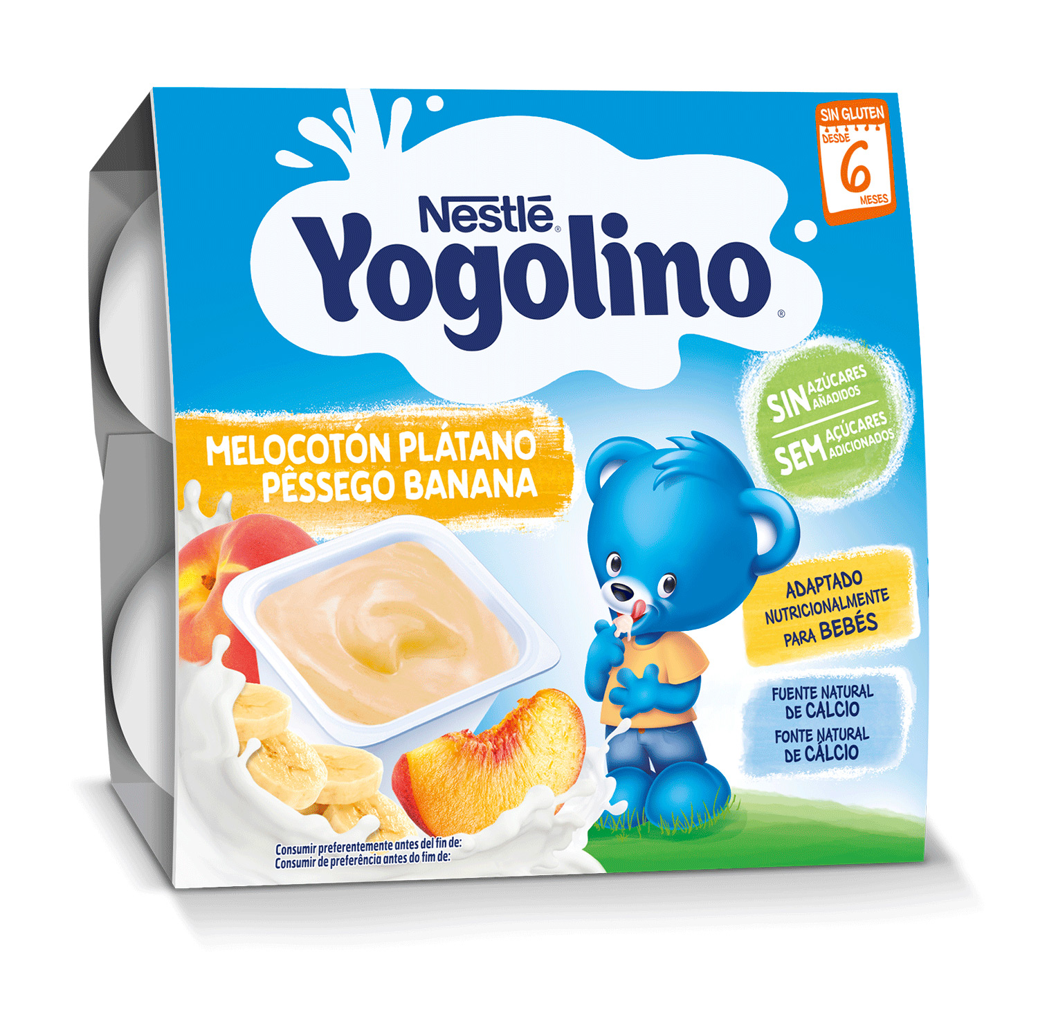 SOBREMESA LÁCTEA NESTLÉ YOGOLINO 0% AÇUCARES PÊSSEGO E BANANA 400G