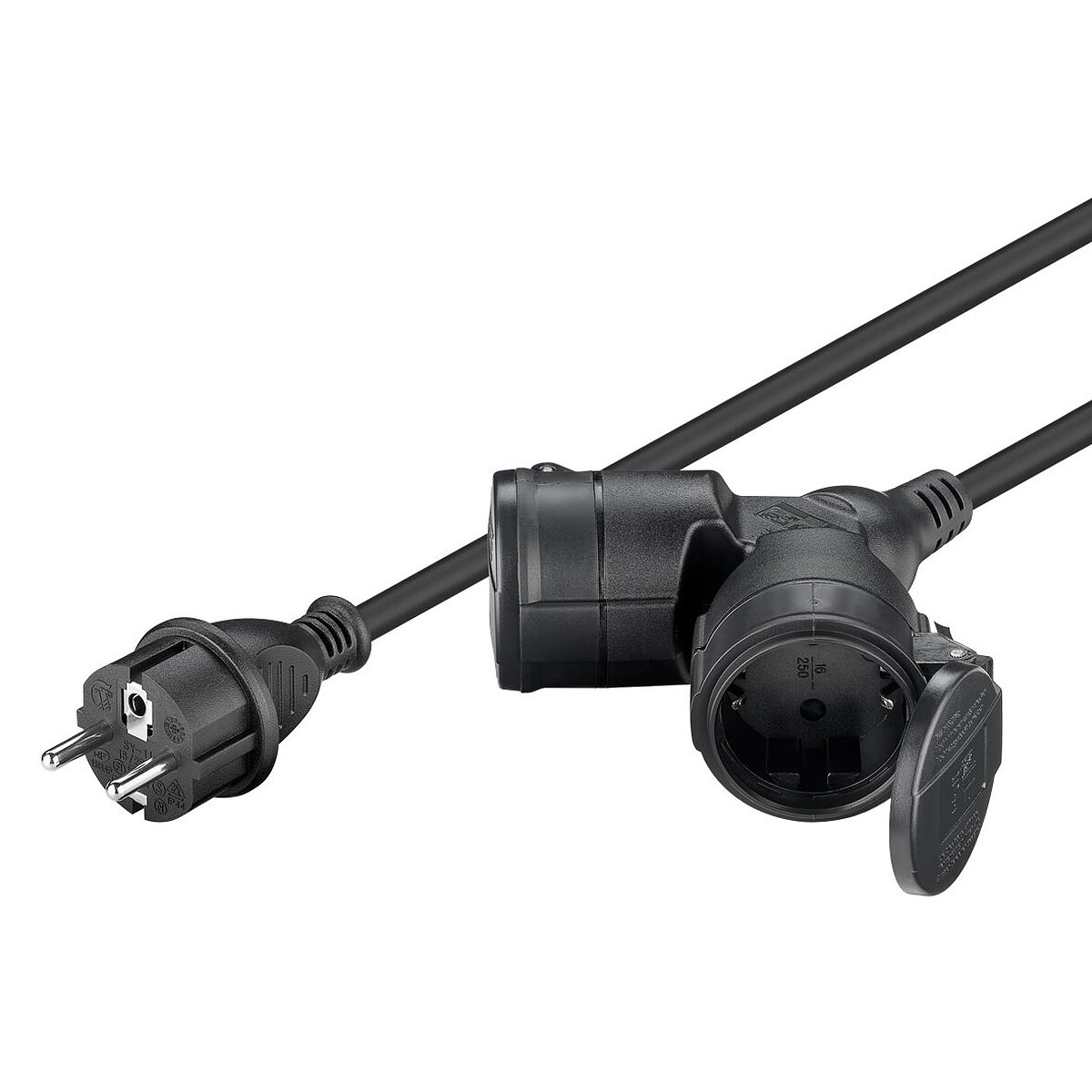 Goobay Câble Rallonge électrique double pour l'extérieur - 25 mètres - Noir