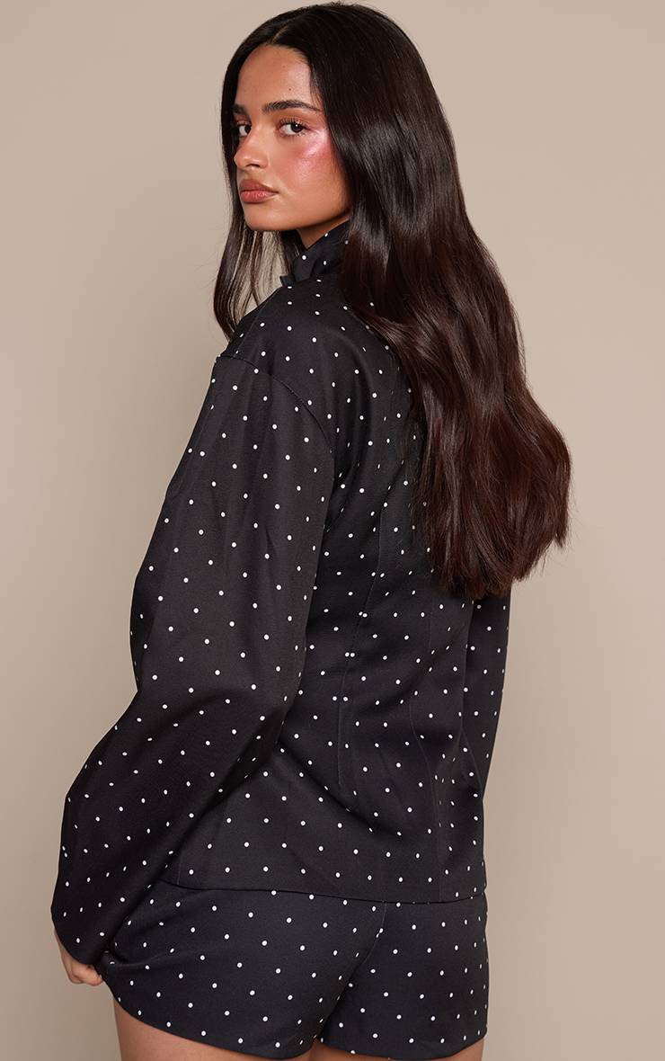Noir Veste Cintrée À Manches Cocon À Pois