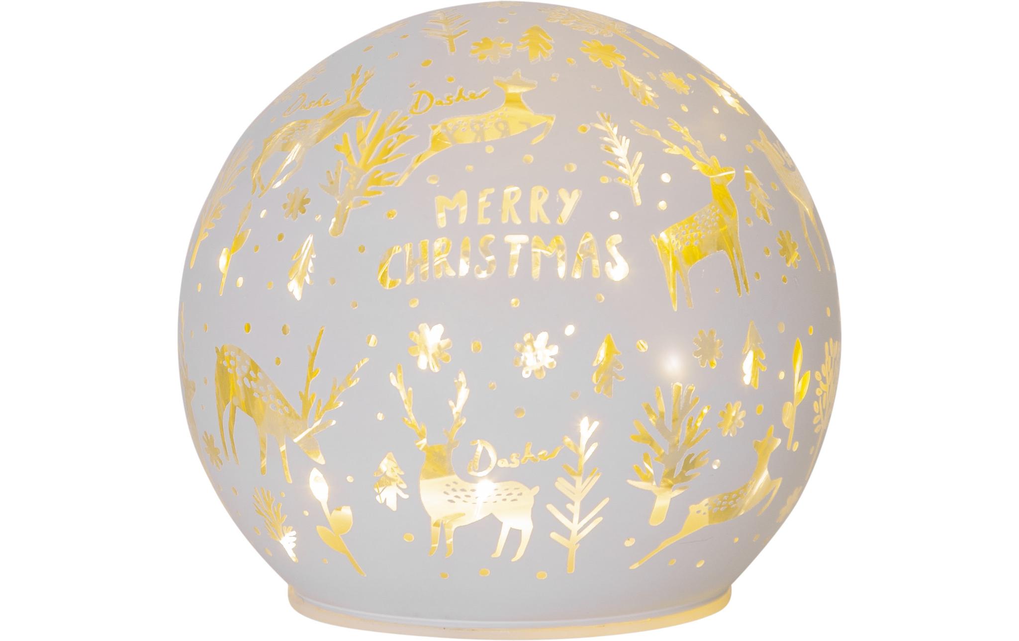 Schneekugel MerryX-mas, Ø 12 cm, WeissLED Glaskugel